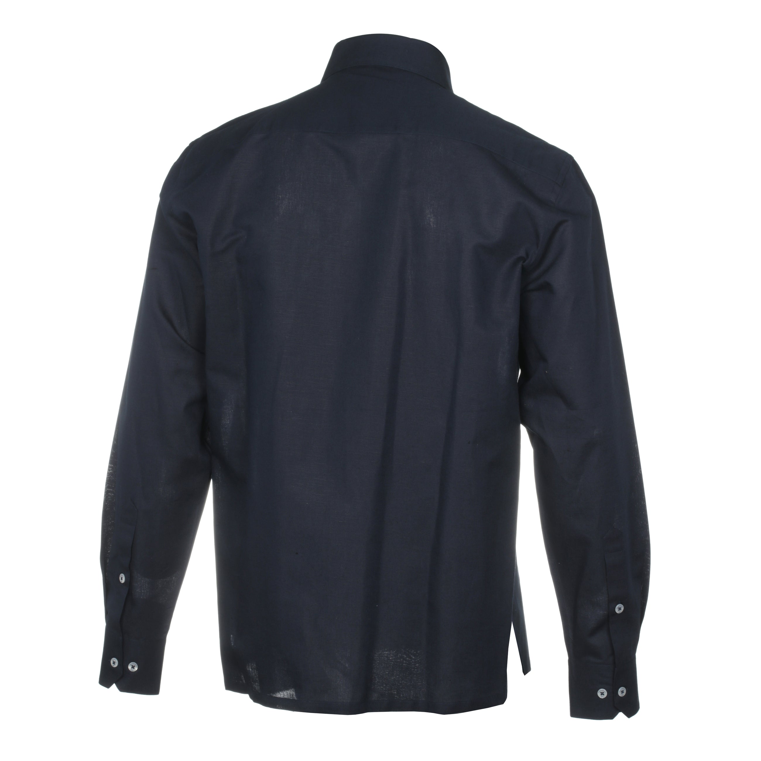 Cuban Luxury - Navy Long Sleeve Linen Cotton Embroidered Men's Shirt
