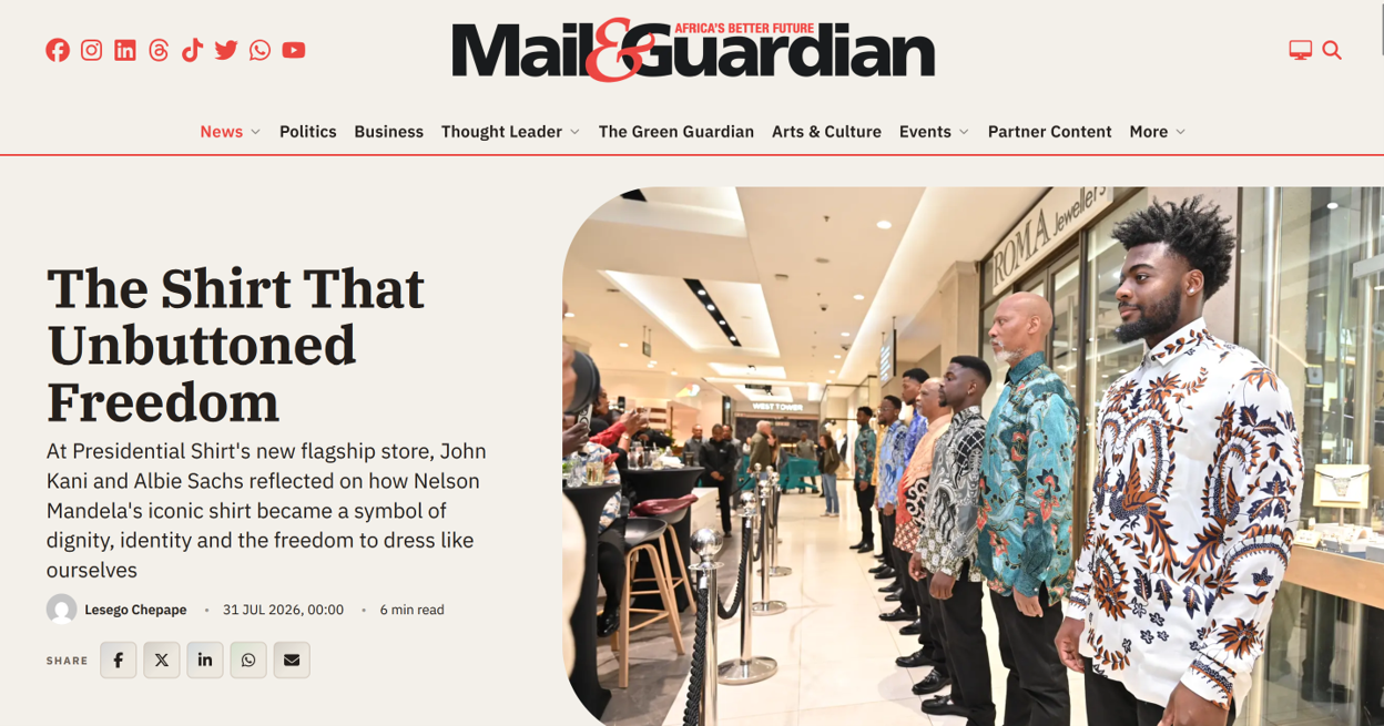 Mail & Guardian: The Shirt that unbuttoned Freedom