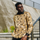 Royal Check - Gold Men's Jacquard Woven Luxury Formal Shirt