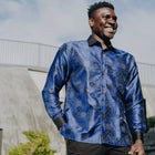 Royal Check - Blue Men's Jacquard Woven Luxury Formal Shirt
