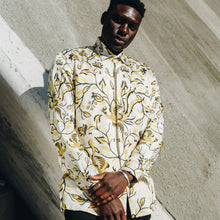 Madiba Original - Golden Leaves Men's Long Sleeve Vegan Silk Shirt
