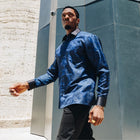 70% Silk Rich Heritage - Navy Long Sleeve Men's Shirt