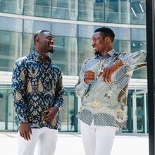 Purple Rain - Blue Men's Long Sleeve Cotton Printed Shirt