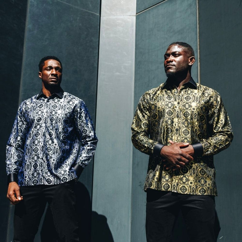 70% Silk Rich Heritage - Black Long Sleeve Men's Shirt