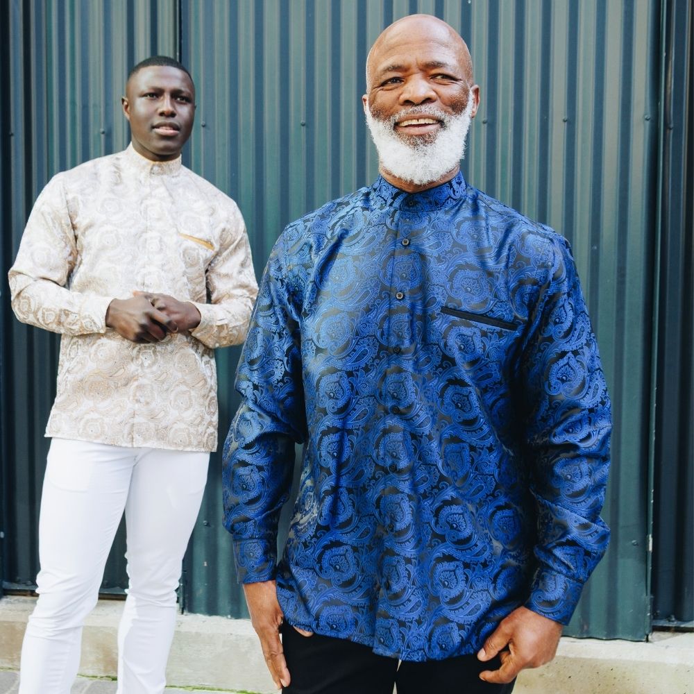 Paisley Leave - Light Brown Men's Jacquard Satin Luxury Formal Shirt