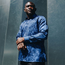 70% Imperial Silk Rich Paisely - Royal Blue Long Sleeve Men's Shirt