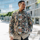 Mandela's Dream - Black Men's Long Sleeve Cotton Printed Shirt