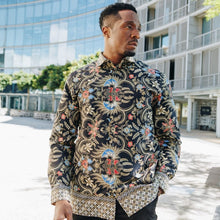 Mandela's Dream - Black Men's Long Sleeve Cotton Printed Shirt