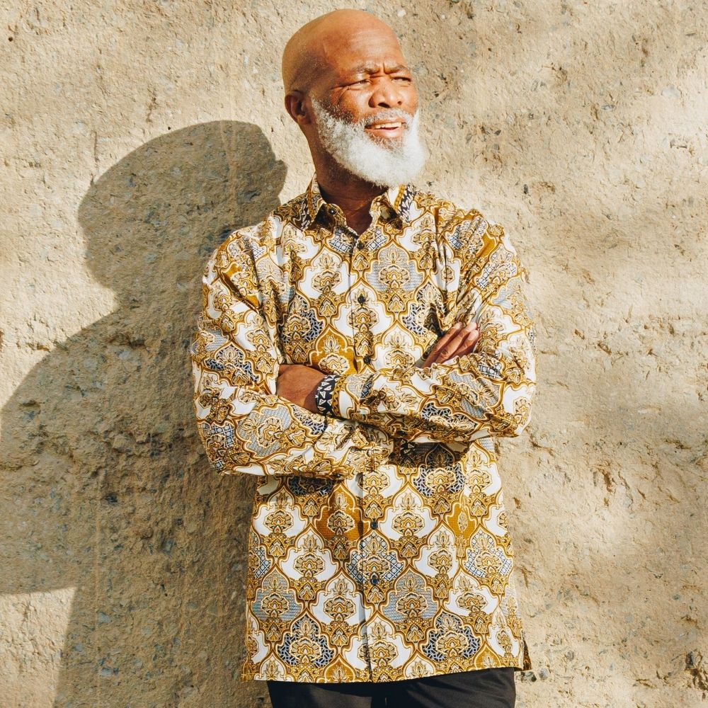 Moroccan Chess - Brown Men's Long Sleeve Cotton Printed Shirt