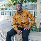 Brown Sensation - Brown Men's Long Sleeve Cotton Printed Shirt