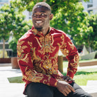 Diva Dahlia - Burgandy Men's Long Sleeve Cotton Printed Shirt