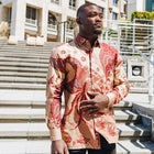 Majestic Bird - Red Men's Long Sleeve Cotton Printed Shirt