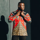 Kilimanjaro - Red Men's Long Sleeve Cotton Printed Shirt