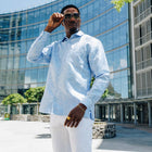 King Classic - Light Blue Long Sleeve Jacquard Woven Men's Shirt