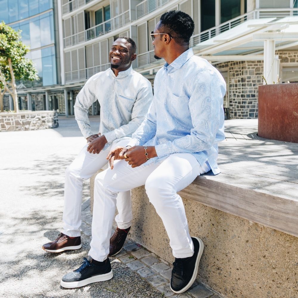 King Classic - Silver Long Sleeve Jacquard Woven Men's Shirt