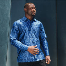 70% Silk Rich Heritage - Royal Blue Long Sleeve Men's Shirt