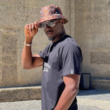 Men's Bucket Hat, Jacquard Woven Satin - African Circle Large, Brown