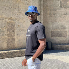 Men's Bucket Hat, Jacquard Woven Satin - African Circle, Navy