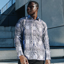 African Chess - Black Men's Jacquard Woven Luxury Formal Shirt