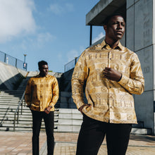African Chess - Gold Men's Jacquard Woven Luxury Formal Shirt