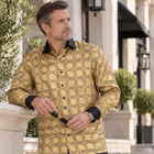 African Circle - Gold Men's Long Sleeve Jaquard Woven Formal Shirt