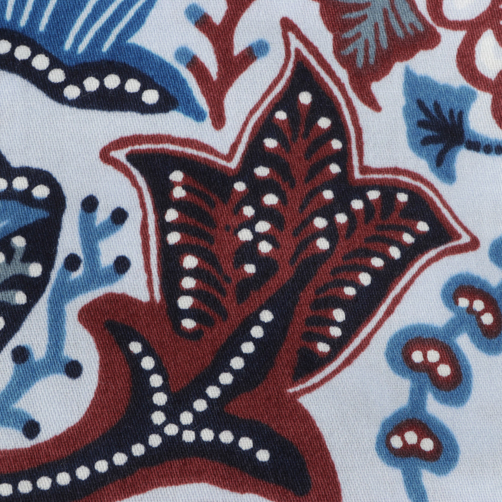 Spring Flowers - Blue Men's Long Sleeve Printed Cotton Shirt
