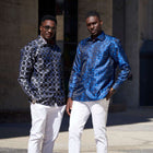 African Circle - Black Long Sleeve Jacquard Woven Men's Shirt