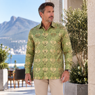Golden Heart - Green Men's Jacquard Woven Luxury Formal Shirt