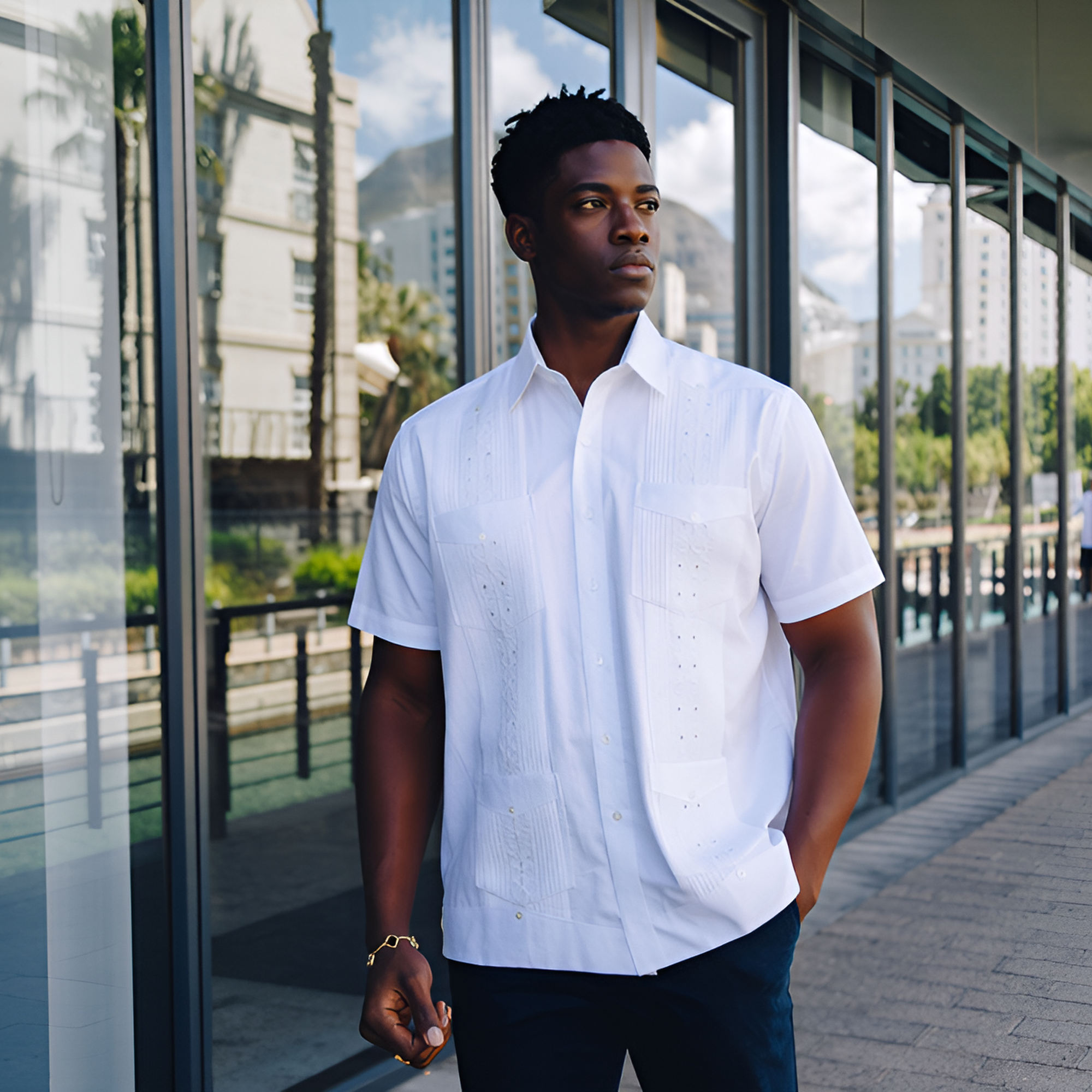 Shirt of the Soul - white Short Sleeve Linen Cotton Embroidered Men's Shirt