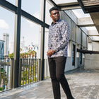 Lillian Wave - Black Men's Jacquard Satin Luxury Formal Shirt