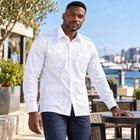 White Safari Multi-Pocket Pleated Epaulettes Long Sleeve Shirt