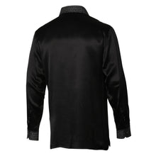 Madiba Original Black Diamante Iconic 100% Silk Shirt With Swirl Embroidery