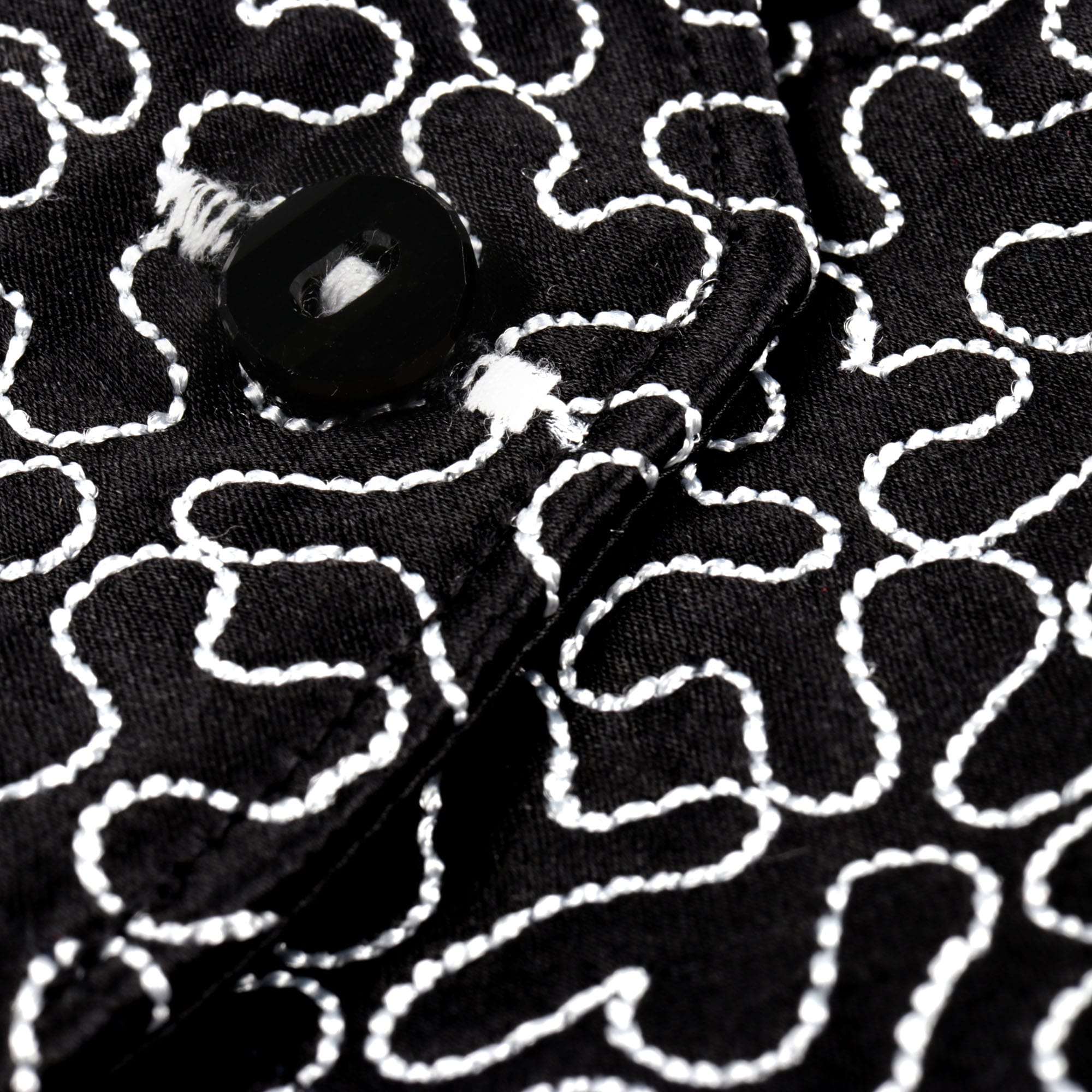 Madiba Original Black Diamante Iconic 100% Silk Shirt With Swirl Embroidery