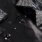 Madiba Original Black Diamante Iconic 100% Silk Shirt With Swirl Embroidery