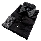 Madiba Original Black Diamante Iconic 100% Silk Shirt With Swirl Embroidery