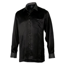Madiba Original Black Diamante Iconic 100% Silk Shirt With Swirl Embroidery