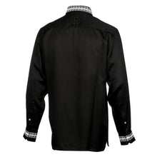 Classic Embroidered Rayon Black Long Sleeve Viscose Men's Shirt
