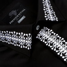 Classic Embroidered Rayon Black Long Sleeve Viscose Men's Shirt