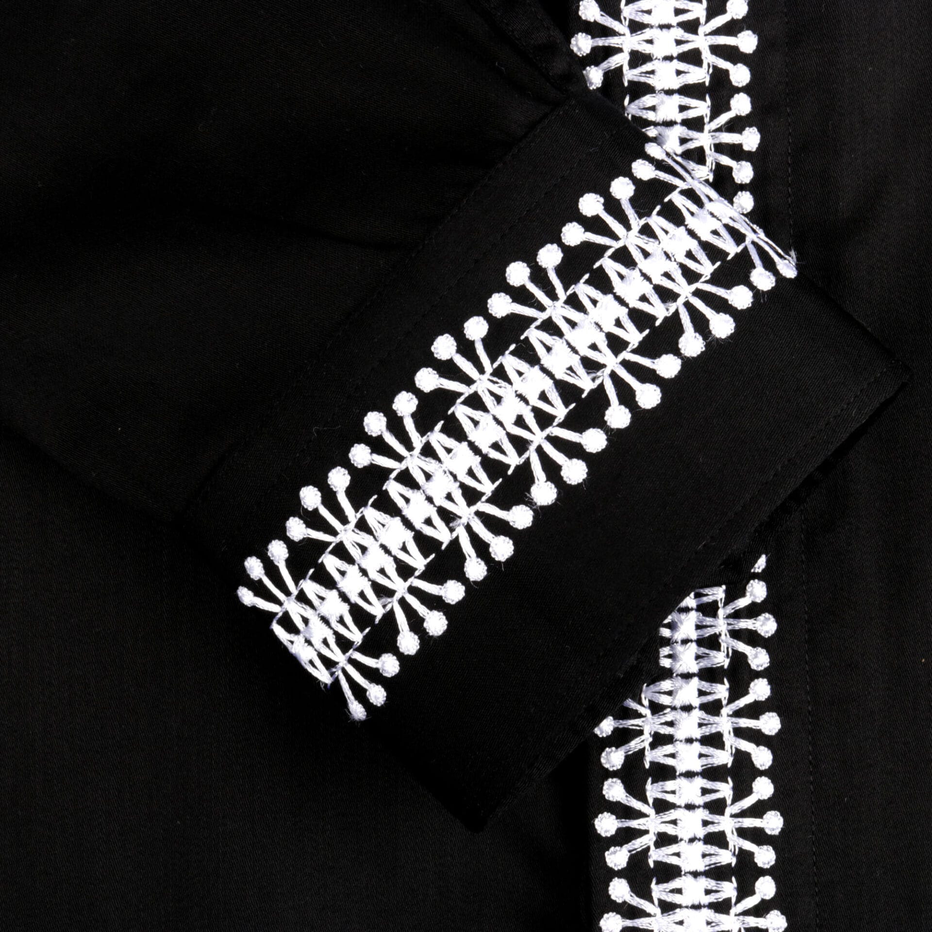 Classic Embroidered Rayon Black Long Sleeve Viscose Men's Shirt