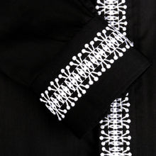 Classic Embroidered Rayon Black Long Sleeve Viscose Men's Shirt