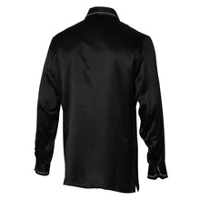 Madiba Original Black Diamante Iconic 100% Silk Shirt With Line Embroidery