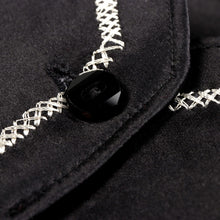 Madiba Original Black Diamante Iconic 100% Silk Shirt With Line Embroidery