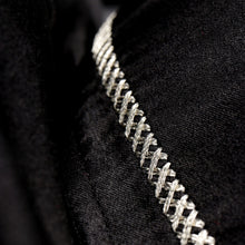 Madiba Original Black Diamante Iconic 100% Silk Shirt With Line Embroidery