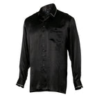 Madiba Original Black Diamante Iconic 100% Silk Shirt With Line Embroidery