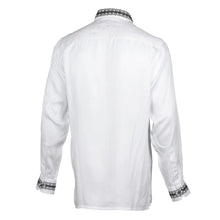 Classic Embroidered Rayon White Long Sleeve Viscose Men's Shirt
