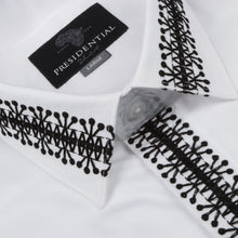 Classic Embroidered Rayon White Long Sleeve Viscose Men's Shirt