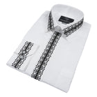 Classic Embroidered Rayon White Long Sleeve Viscose Men's Shirt