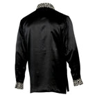 Black Diamante Iconic 100% Silk Shirt With Chest Embroidery