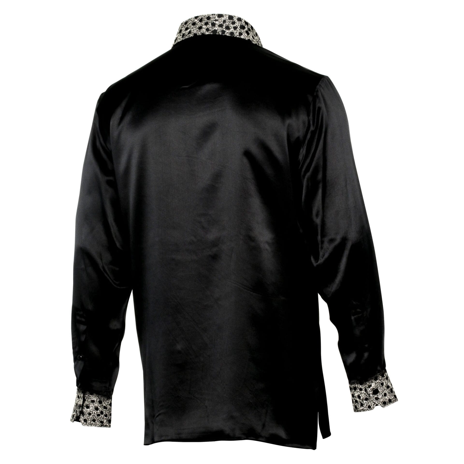 Black Diamante Iconic 100% Silk Shirt With Chest Embroidery