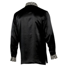 Black Diamante Iconic 100% Silk Shirt With Chest Embroidery